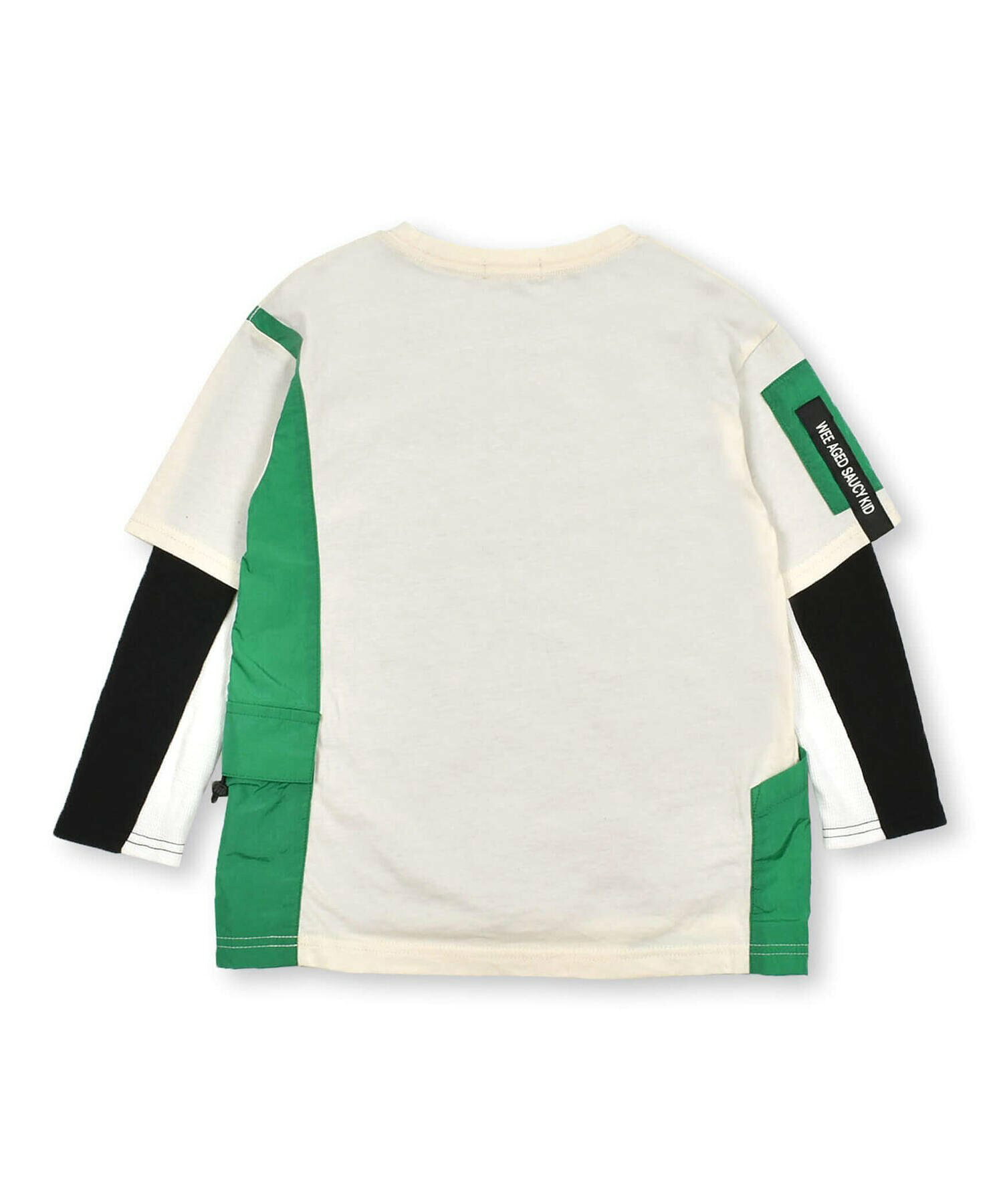 異素材ポケットTシャツ+ラインロゴ天竺Tシャツセット(100~160cm)